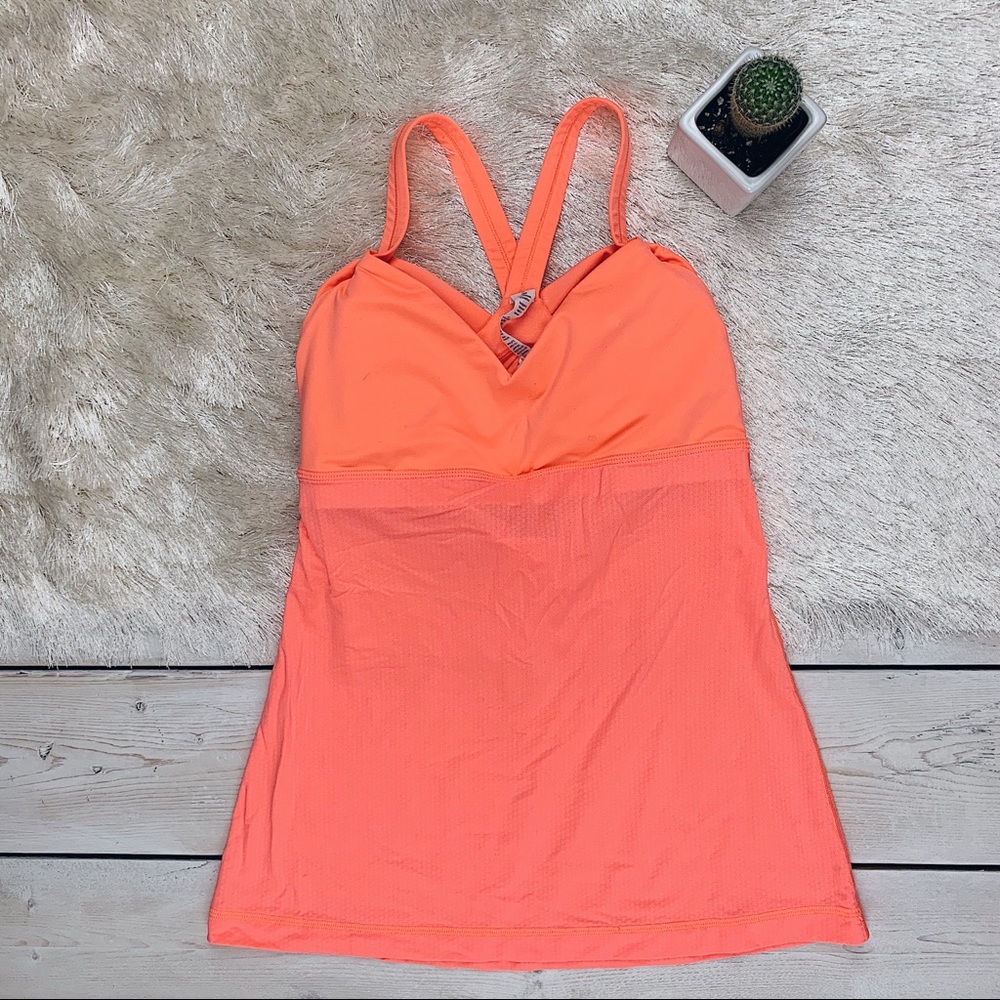 lululemon athletica | Neon Orange Tank w/ Bra NWOT
